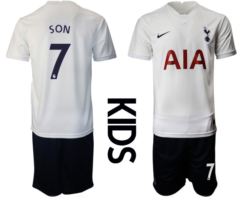 Cheap Youth 2021-2022 Club Tottenham home white 7 Nike Soccer Jersey